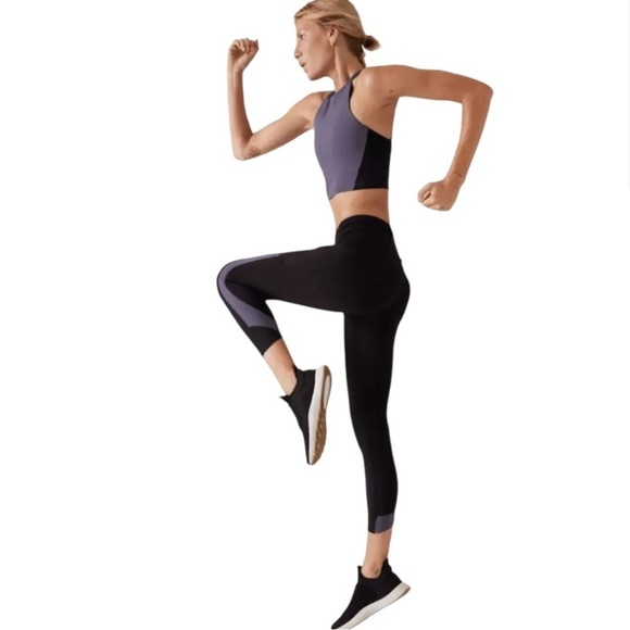 Athleta Ultimate Stash Colorblock black and purple medium leggings - Picture 3 of 15